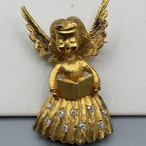 Vintage Mylu Christmas Angel Singing Brooch JP263